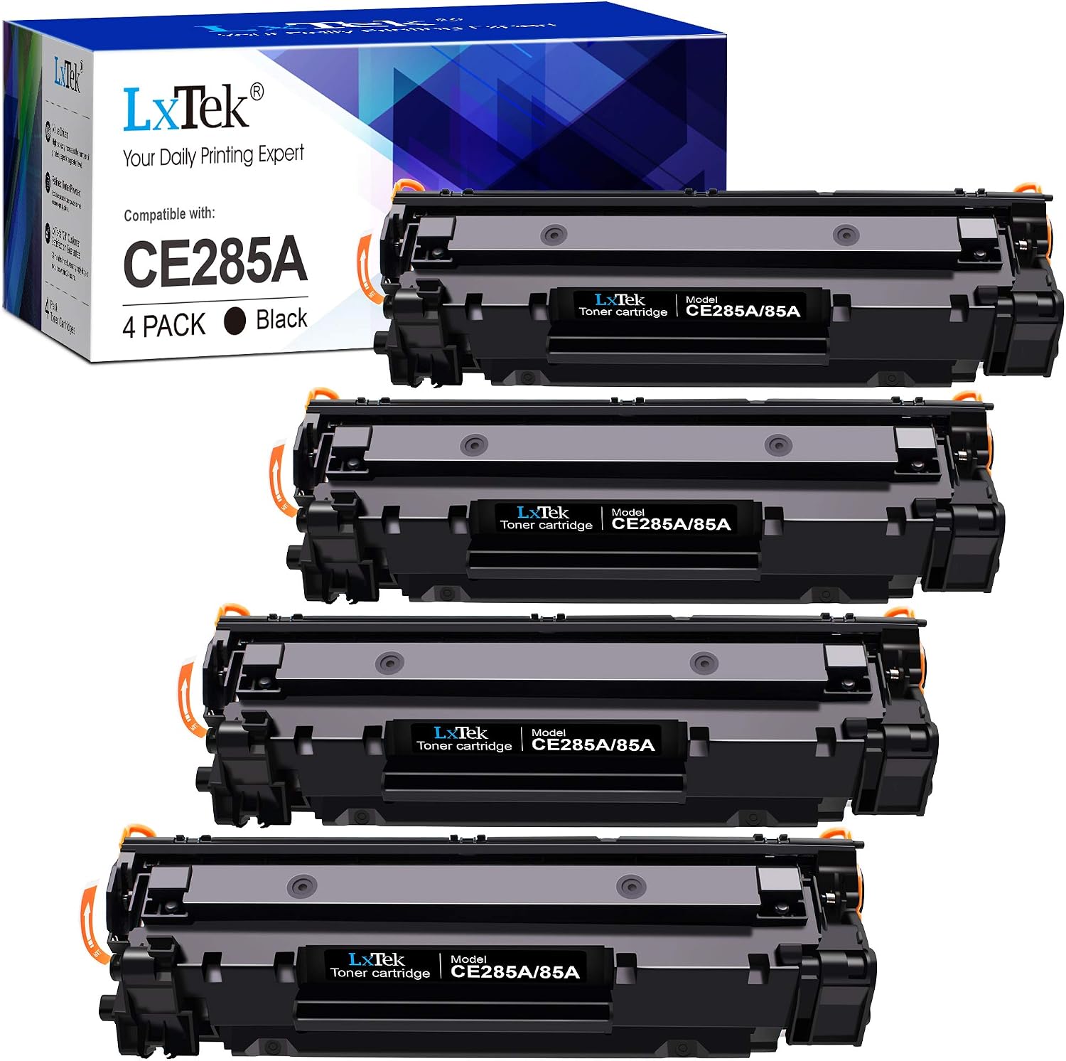 Compatible Toner Cartridge Replacement for HP 85A CE285A Compatible with Laserjet Pro P1102W P1102 P1106 M1132MFP M1217NFW M1212NF M1132 P1100 M1136 M1210 M1212 M1213NF (Black,4-Pack)