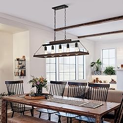 Rustic Rectangular Wood Chandelier for Dining Room