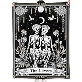 amepay The Lovers Skeleton Blanket Gifts for Kids Adult Women,Gothic Romantic Flannel Throw Blankets,Soft Comfy Lightweight for Room Couch Bed Sofa Bold Halloween Goth Decor,Horror Lovers 60x50in
