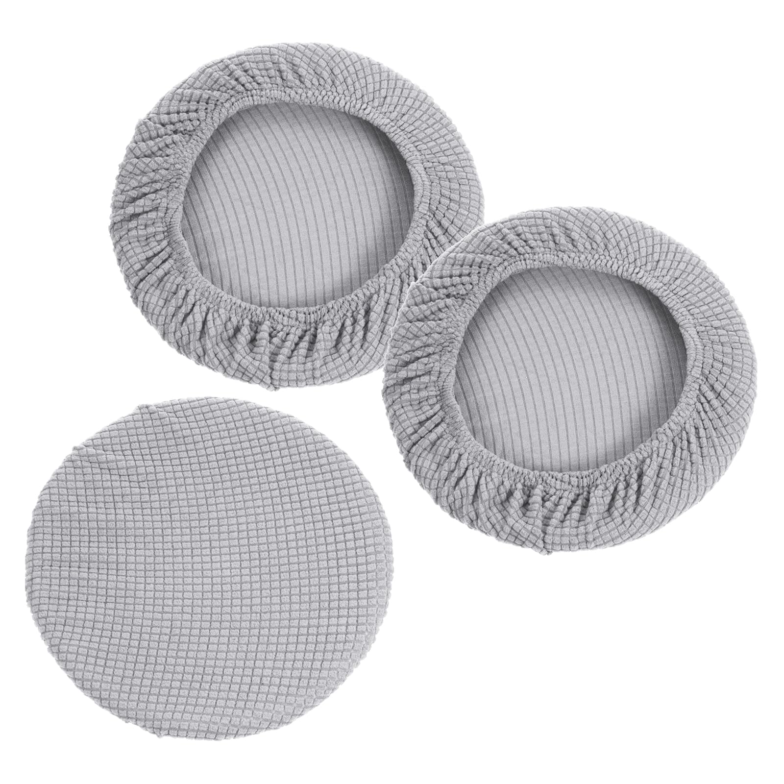 PATIKIL 11" Round Bar Stool Cover, 3 Pack Elastic Bar Stool Cover Washable Seat Cover for Diameter 11"-16" Chair, Light Gray