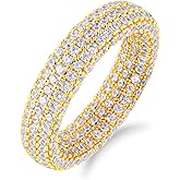 Edulex Bling Halo Stacking Ring for Men Women - 18k Gold Plated Stackable Cubic Zirconia Band - Created Diamond Iced Out Hip Hop Jewelry Gifts