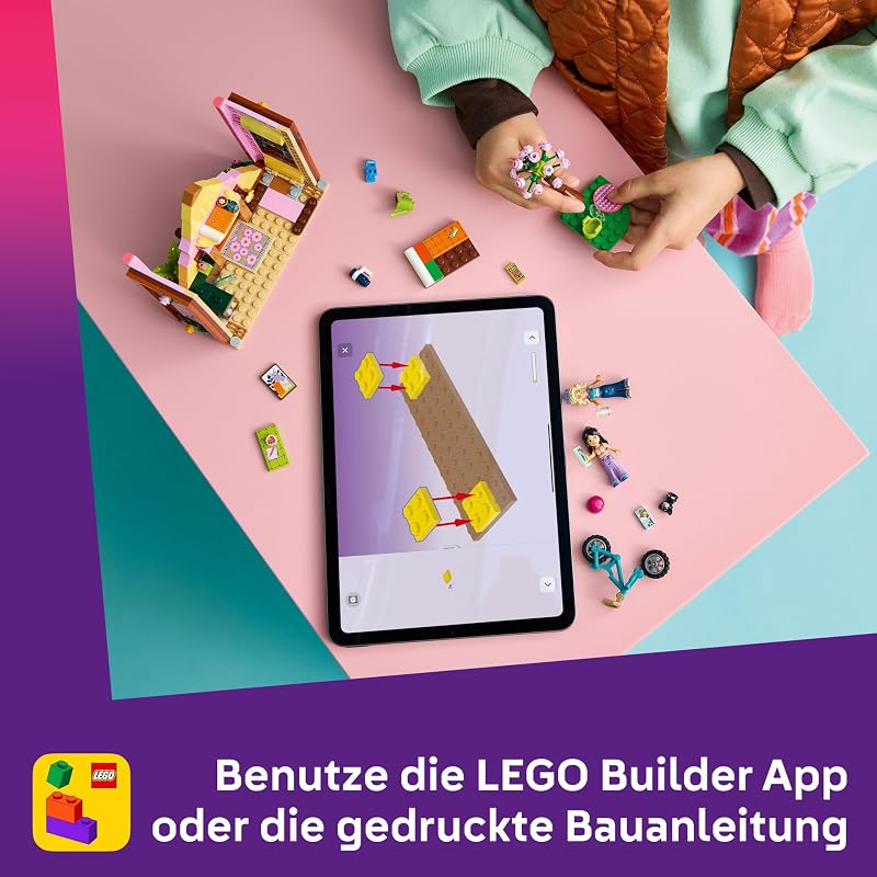 Friends Glampinghütte in freier Natur - Miniatur Spielhaus mit 2 Minifiguren, Katzenfigur & Zubehör inkl. Betten & Essen - Kinderzimmer Deko - Geschenk für Mädchen ab 6 Jahren - 42682
