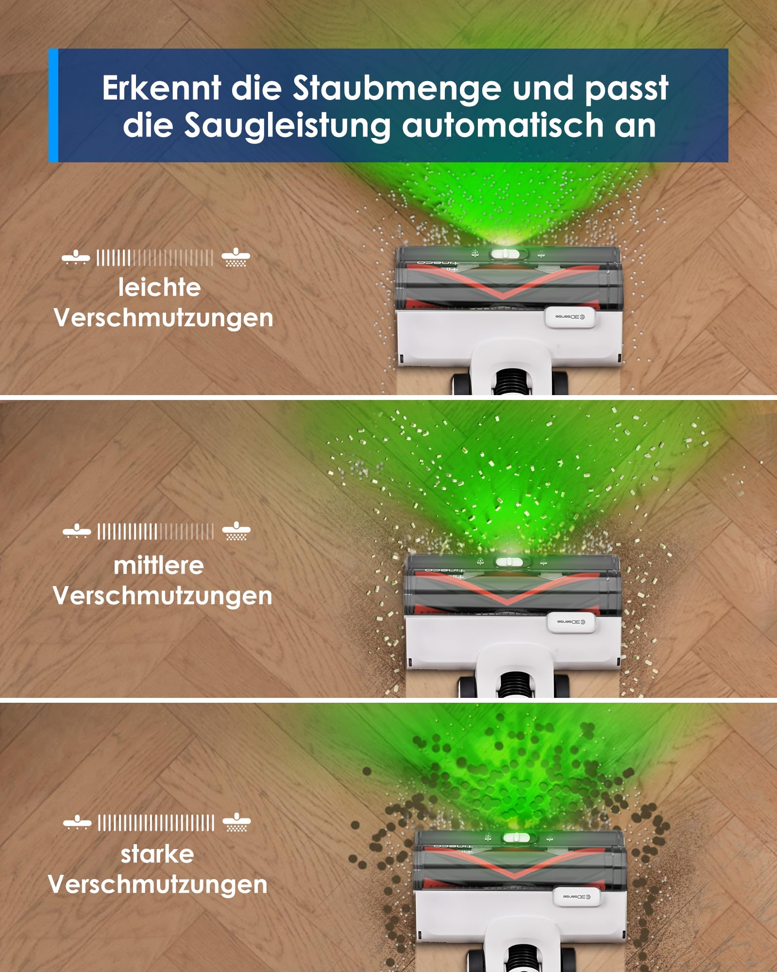 Tineco Pure ONE A50S Plus Kabelloser Akku Stabstaubsauger, Flex Akkusauger 70 Min., 3DSense Power Bürste, PureCyclone Technol. 1L Staubbehälter, 185W Saugleistung für groben Schmuze & Tierhaare 5