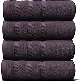 Hearth & Harbor Luxury Hand Towels - 100% Ring Spun Cotton Hand Towels for Bathroom, Shower, Spa, Soft & Absorbent Towels, 4 Piece Set, Purple