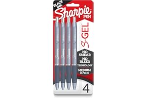 Sharpie S-Gel Pens, Medium Point (0.7mm), Frost Blue Barrel, Black Gel Ink, 4 Count