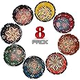 Ayennur Decorative Turkish Ceramic Bowl Set of 8 Serving-Handcrafted(3.14''- 8cm) 2.5oz Pinch sauce Multicolor Dipping Finger Small Serving Charcuterie Bowls(Multi 3)