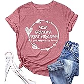 Grandma Shirts for Women Mom Grandma Great-Grandma Shirt Floral Printed T-Shirt Casual Short Sleeve Tee Shirt
