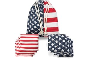 TOYSHARING Regulation Cornhole Bean Bags: Professional American Flag Patriotic Toss Game Set 8 Star and Stripes Outdoor Backyard Party Family Team Players