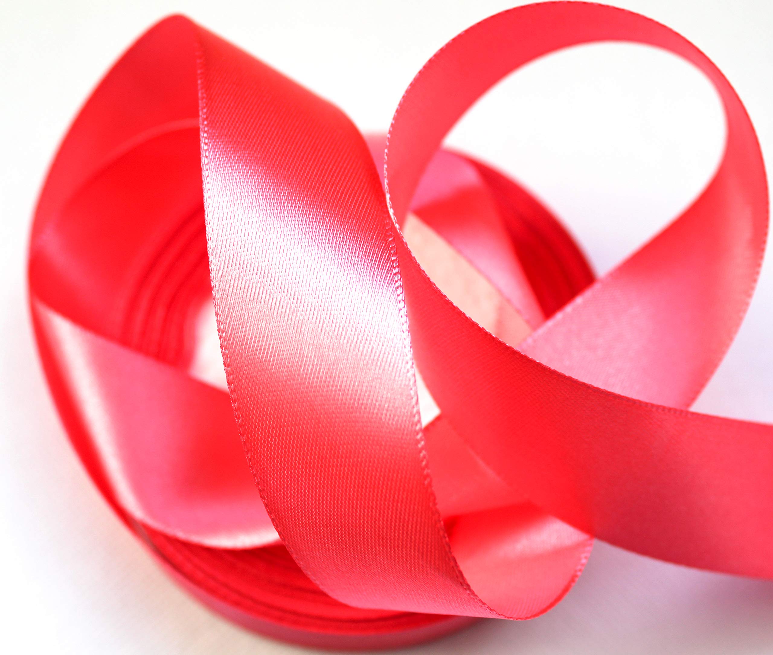 CaPiSo 22 m Satin Ribbon 25 mm Width 2.5 cm Ribbon Gift Ribbon Christmas Wedding (Salmon Pink, 22 m)