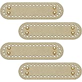 MECCANIXITY 4Pcs Crochet Bag Bottom, 2"x7.1" Oval Purse Bottom Leather Bag Bottom Shaper Pad with Holes Knitting Crochet Bag Cushion Base for DIY Handbag Purse Making Supplies, Golden