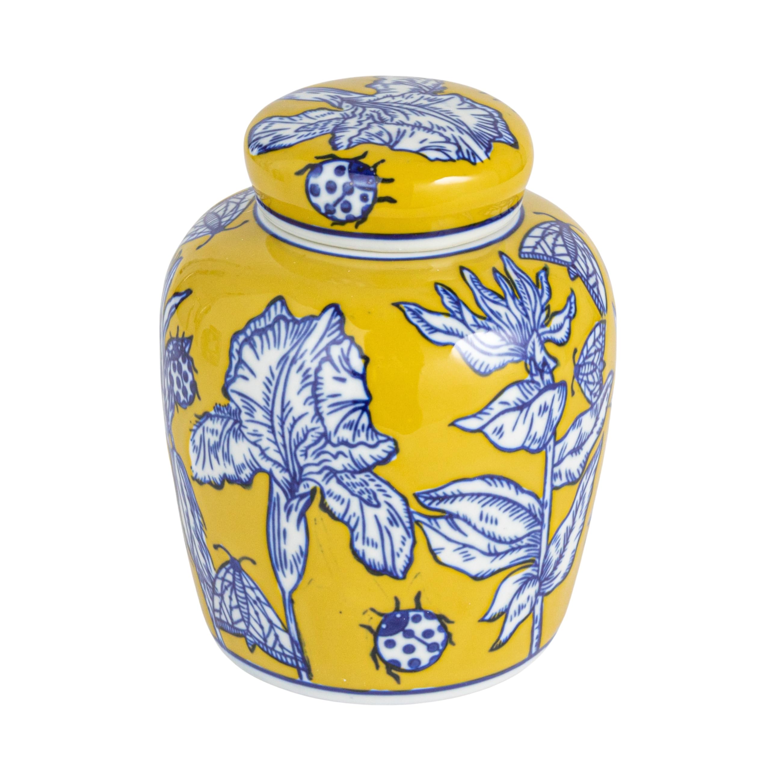 Creative Co-Op Decorative Small Ceramic Ginger Jar with Lid, Yellow Image