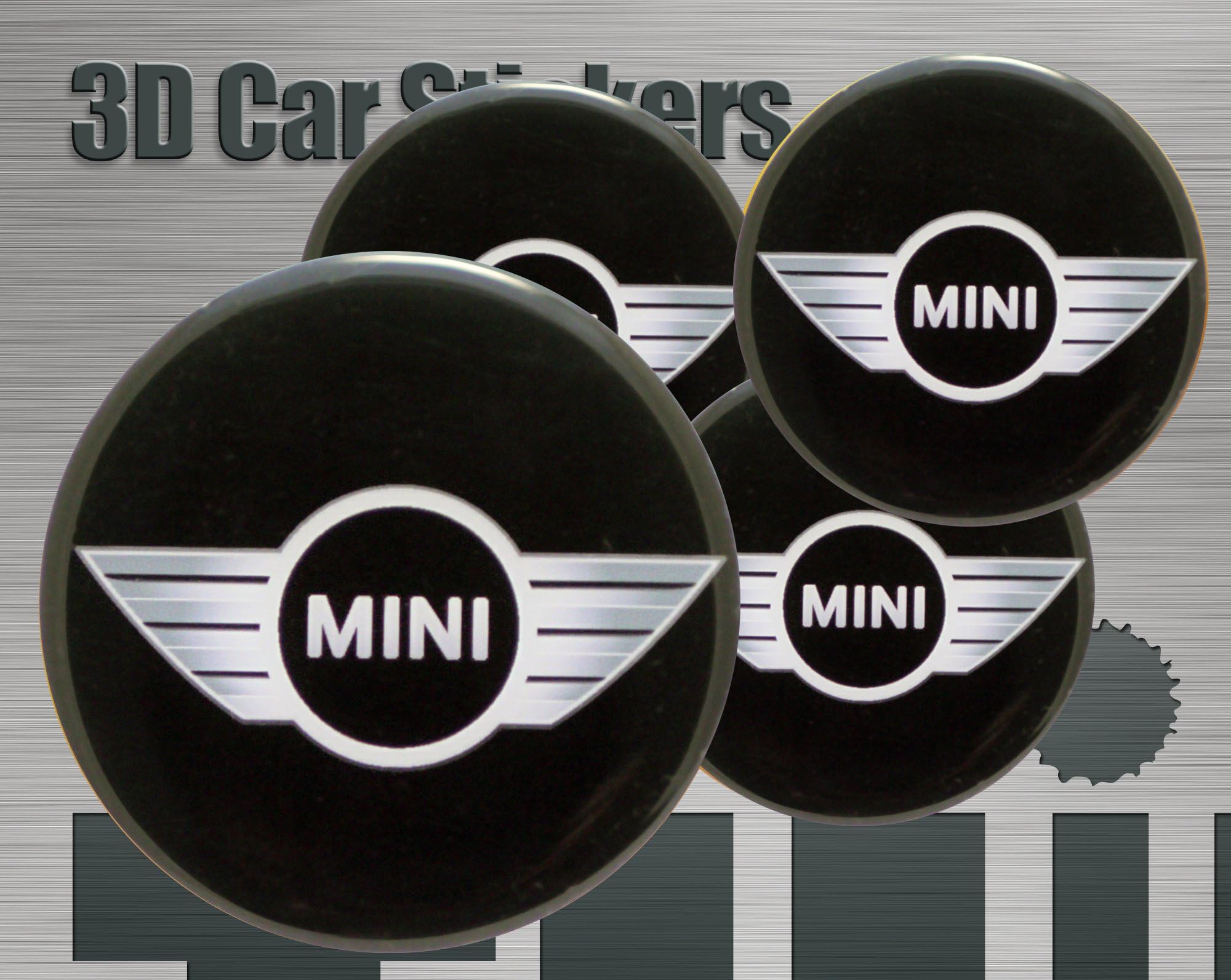 3D Stickers 4 pcs Logo Imitation Center Cap Wheel Trims (50 mm.)