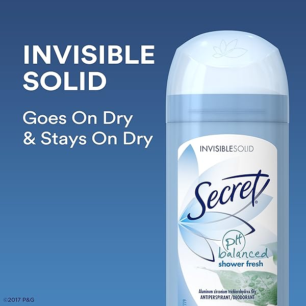 SECRET ORIGINAL SHOWER FRESH SCENT WOMEN’S INVISIBLE SOLID PH BALANCED ANTIPERSPIRANT AND DEODORANT, 2.6 OUNCE