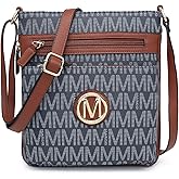 MARCO M KELLY Crossbody Bags for Women Travel Vegan Leather Multi Zip Pockets Crossbody Purses Trendy Monogram Shoulder Bags