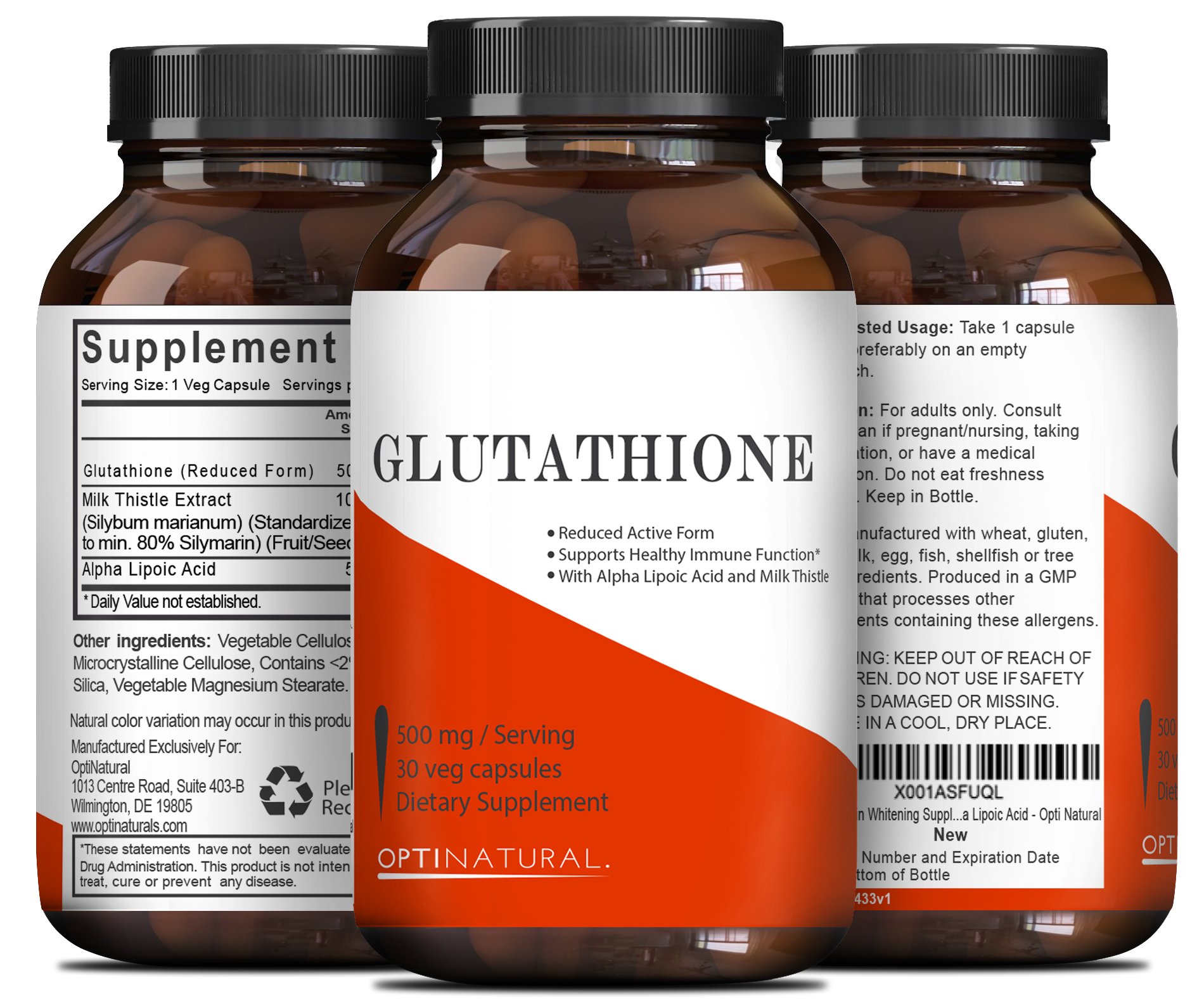 500 mg Skin Whitening Supplement Max Potency Antioxidant Glutathione