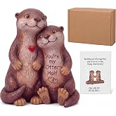 RattanView Love Otter Gift for Anniversary Couple Wedding Cake Topper Decor | Christmas Gift for Wife Husband, Romantic Love Animal Resin Statue for Women Men, My Otter Half Birthday, I Love You Gift