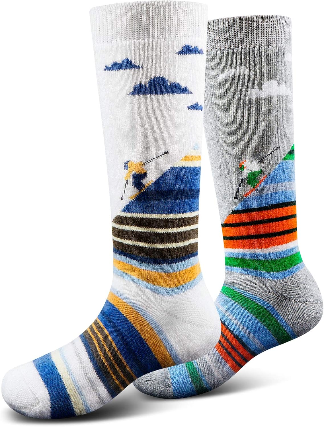 Ski Socks Kids Winter Warm Thermal Snow Socks, Skiing Snowboarding Skating for Toddler Boys and Girls (2 Pairs or 3 Pairs): Clothing