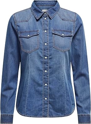 ONLALEXA L/S DNM Shirt FS Noos, Camicia da Donna Donna, Medium Blue Denim,