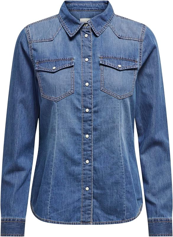 ONLALEXA L/S DNM Shirt FS Noos, Camicia da Donna Donna, Medium Blue Denim,