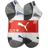 Puma Mens Low Cut All Sport No Show Socks 6-Pair stock size 10-13 shoe size 6-12, White/Grey