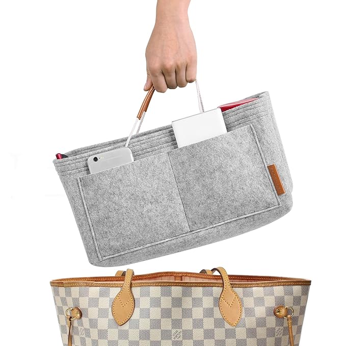 Foregoer - Organizador de bolsas de fieltro para bolso de mano con asas, gris (Gris) - 43235-163714