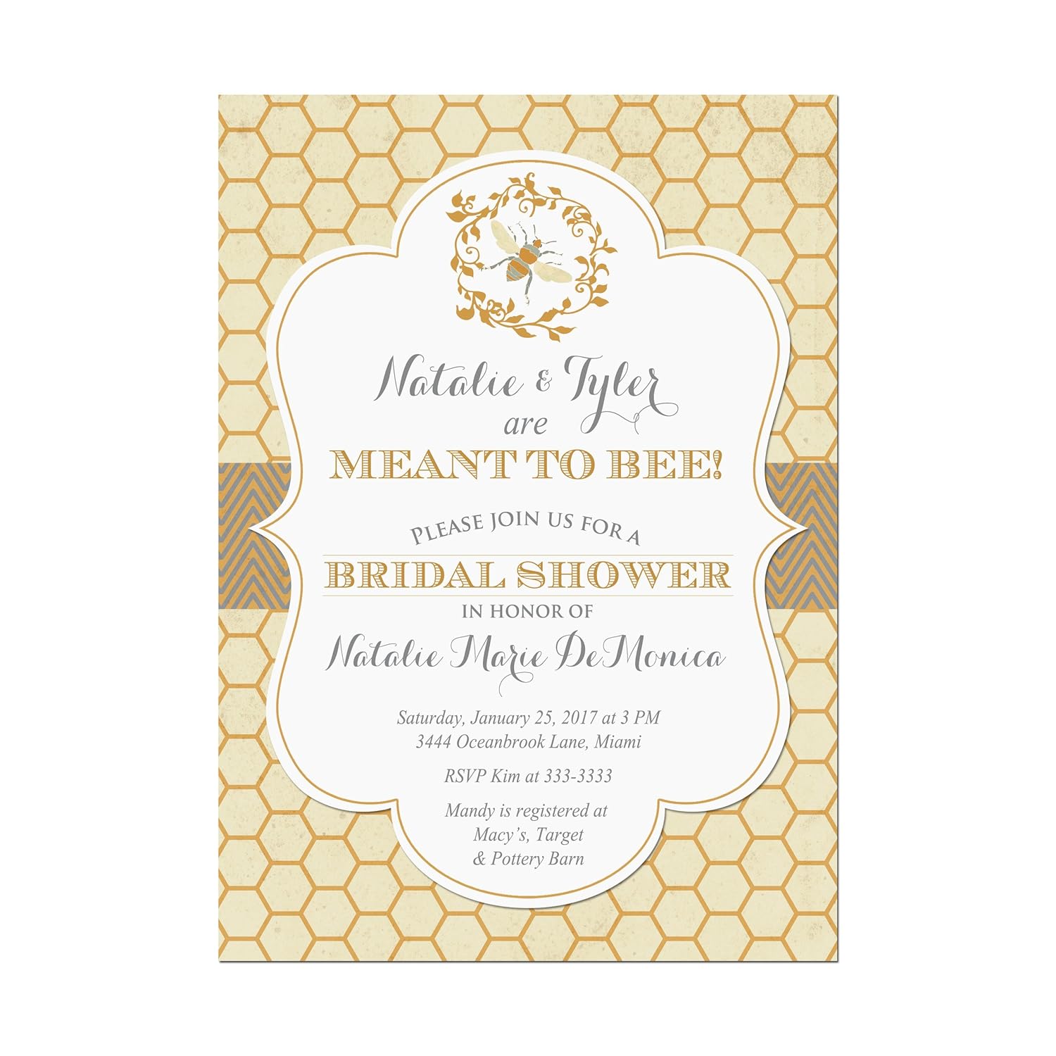 Bumblebee Bee Bridal or Wedding Shower Invitations, Base price is for a set of 10
