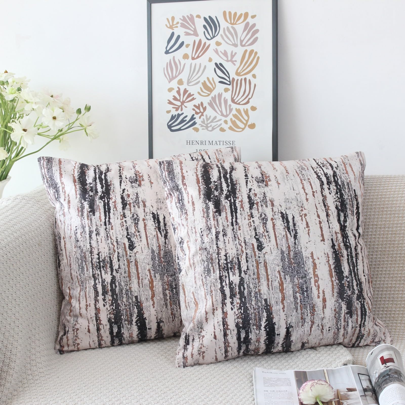 NIULAA Velvet Grey Cushion Covers 40cm x 40cm Double Sided Vintage Cushion Cover 16x16 Set of 2 Soft Pillow Cases Abstract Art Deco Pillow Cover 40 x 40 for Sofa Living Room Bedroom