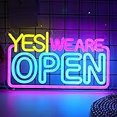 WIOSOUL Open Neon Sign LED Yes! We are Open Neon Light Sign Colorful Neon Open Signs USB Neon Lights for Business Shop Hotel Restaurant Bar Decor Light