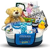 Bundle of Joy Deluxe New Baby Boy Gift Set | Baby Essentials for Expecting Moms & Parents | 25-Piece Newborn Gift Basket Hamper Layette Set for Gender Reveal | Blue - Nikki's Gift Baskets