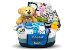Bundle of Joy Deluxe New Baby Boy Gift Set | Baby Essentials for Expecting Moms & Parents | 25-Piece Newborn Gift Basket Hamper Layette Set for Gender Reveal | Blue - Nikki's Gift Baskets