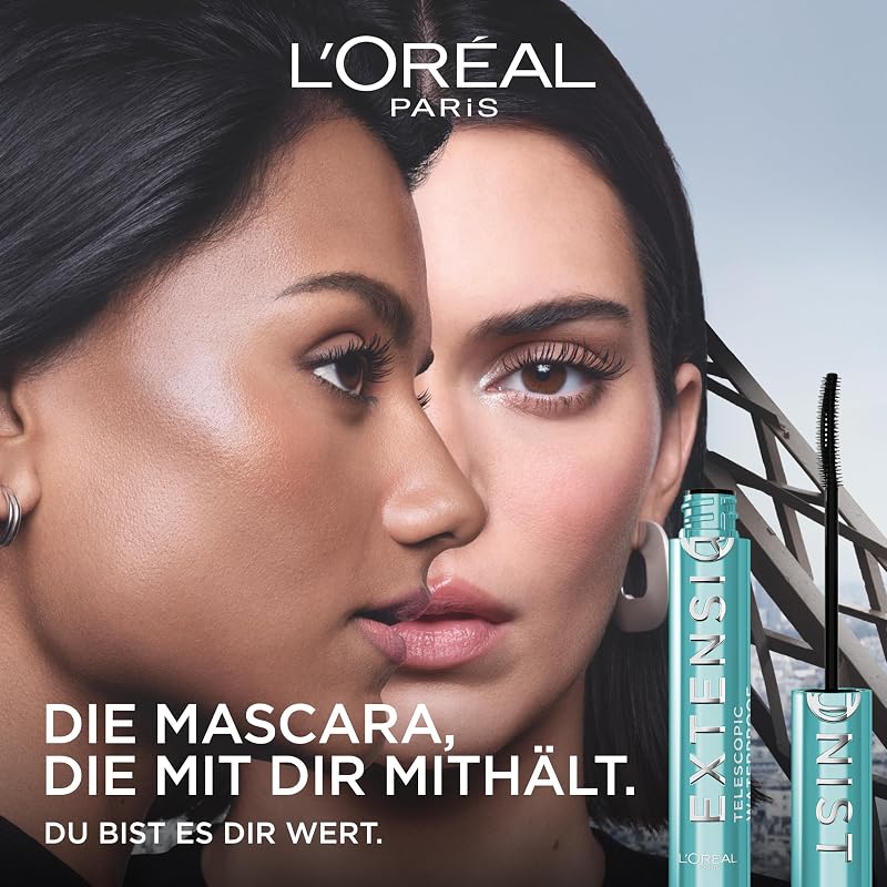 L'Oréal Paris Telescopic Extensionist Waterproof Mascara, Verlängernde, wasserfeste Wimperntusche, Farbe Schwarz, 1x 9,9ml
