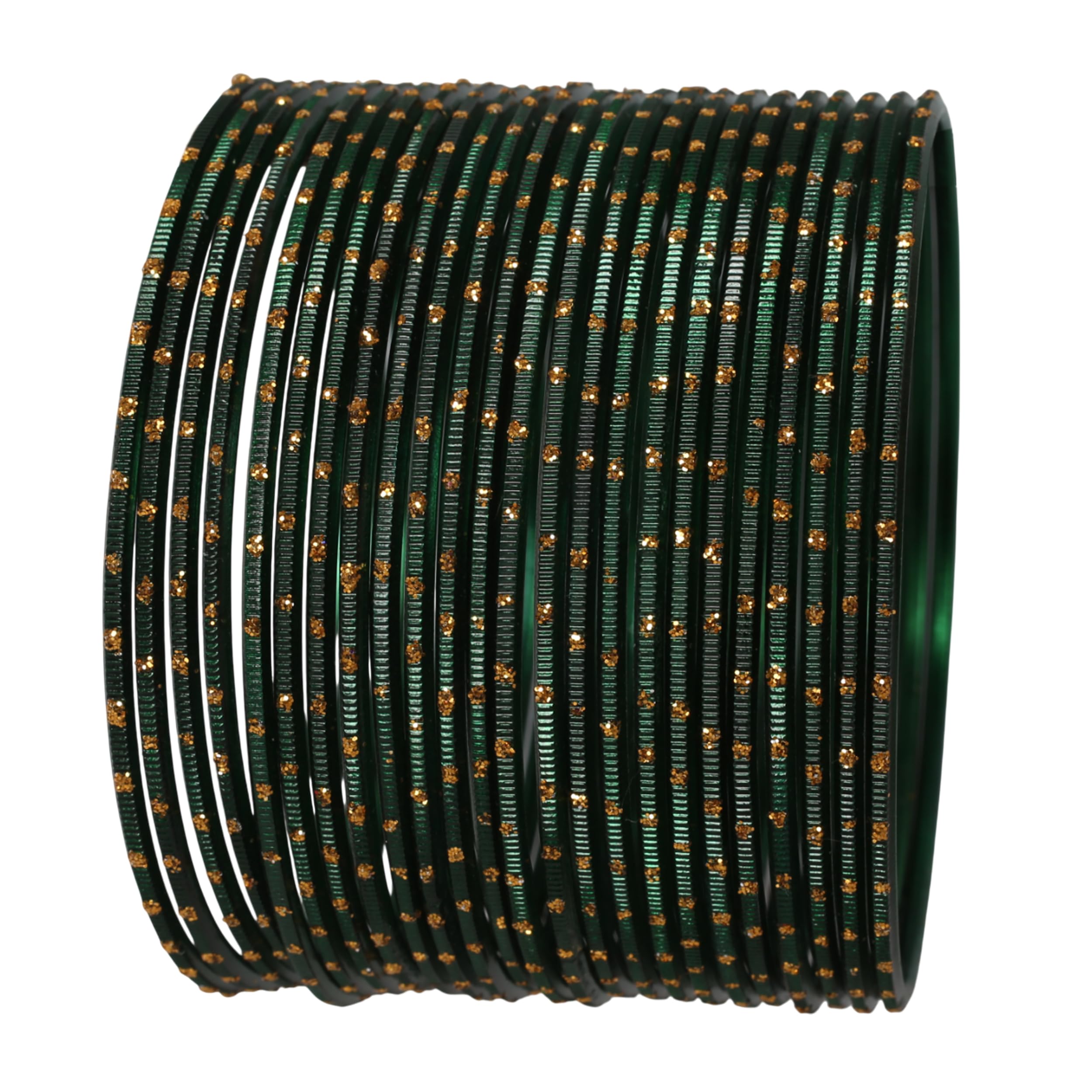 Touchstone New Colorful 2 Dozen Bangle Collection Indian Bollywood Alloy Metal Textured Henna Green Color Jewelry Special Large Size Bangle Bracelets Set of 24 in Antique Gold Tone for Women — image 1