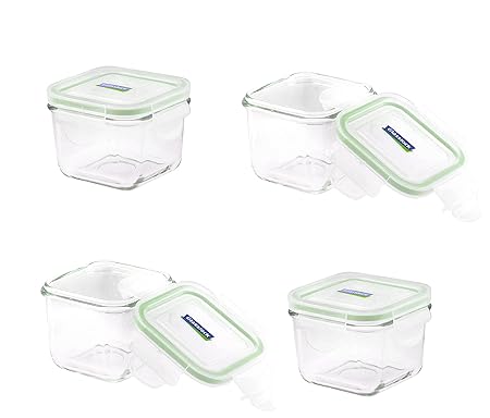 Glasslock (4x MCSB-021, 4x 210ml) Envase de vidrio cuadrado - Para ...
