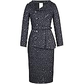 CHIC STAR Womens Sequined Tweed Blazer Dress