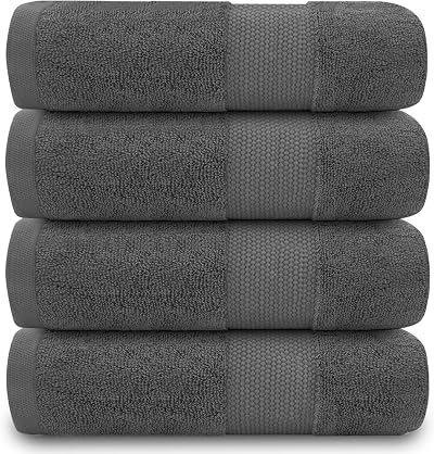 GC GAVENO CAVAILIA Fade Resistant Bath Towels Set 700 GSM Charcoal 4PK