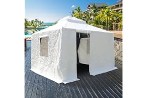 DOMI OUTDOOR LIVING Domi 10' x 10' Universal Winter Gazebo Cover for Hardtop Gazebos,Outdoor Waterproof Enclosed Cover with Sidewalls and Mesh Windows,White (Gazebo not Included)