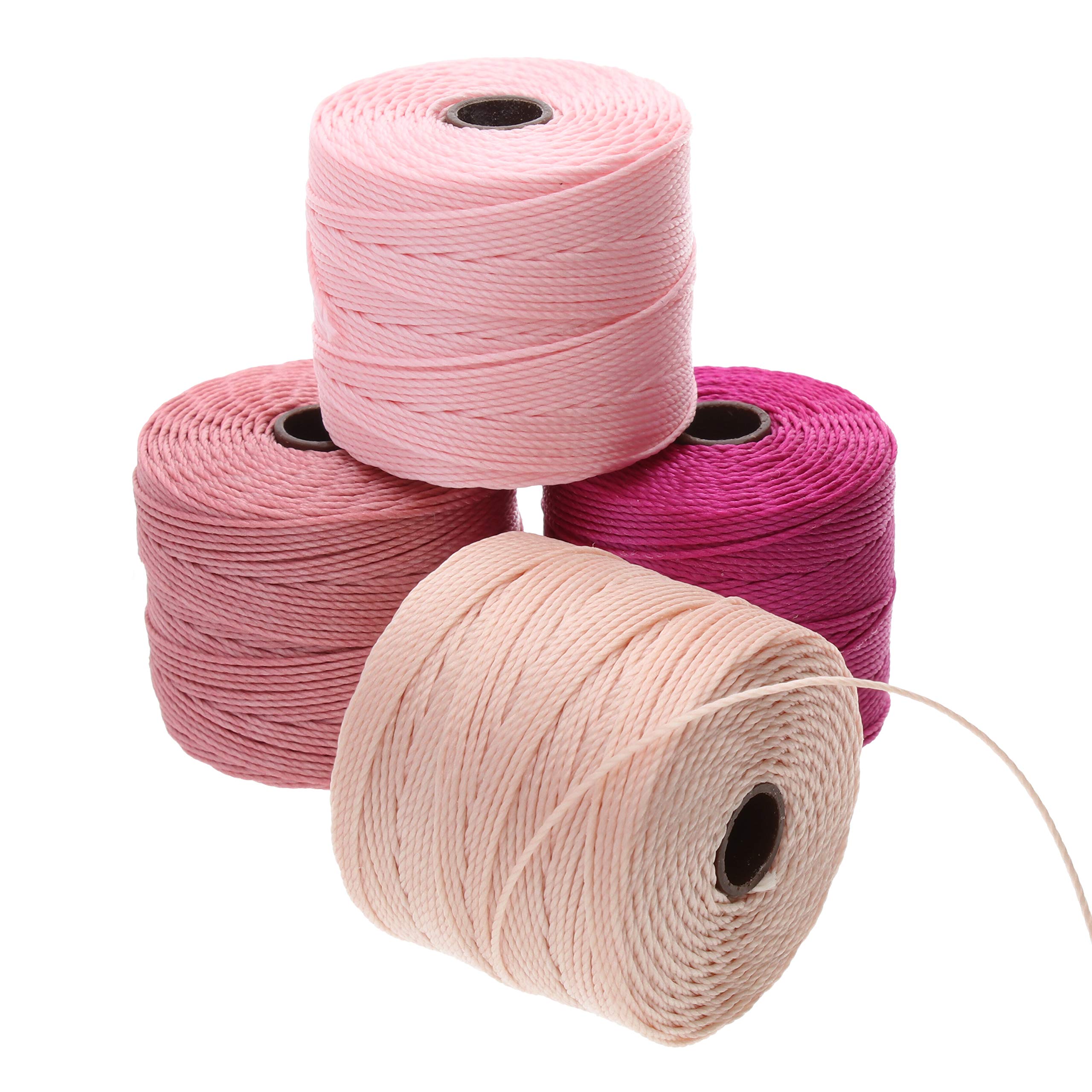 The Beadsmith S-Lon Bead Cord – .5 mm Twisted Nylon Cord for Stringing, 4-Pack, Tulips Mix, TEX210, 77 Yards per Spool