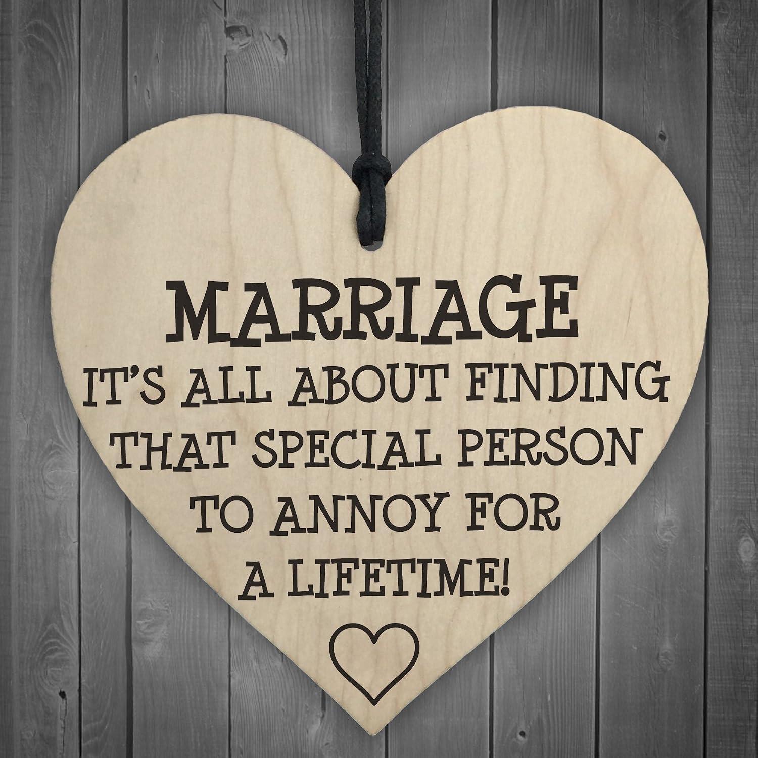 RED OCEAN Marriage Is A Special Person To Annoy Novelty Wooden Hanging Heart Love Plaque, Multicolor, 10x10cm