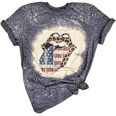 Women's Vintage American Flag Bleached T-Shirt with Kuwait Ubuy