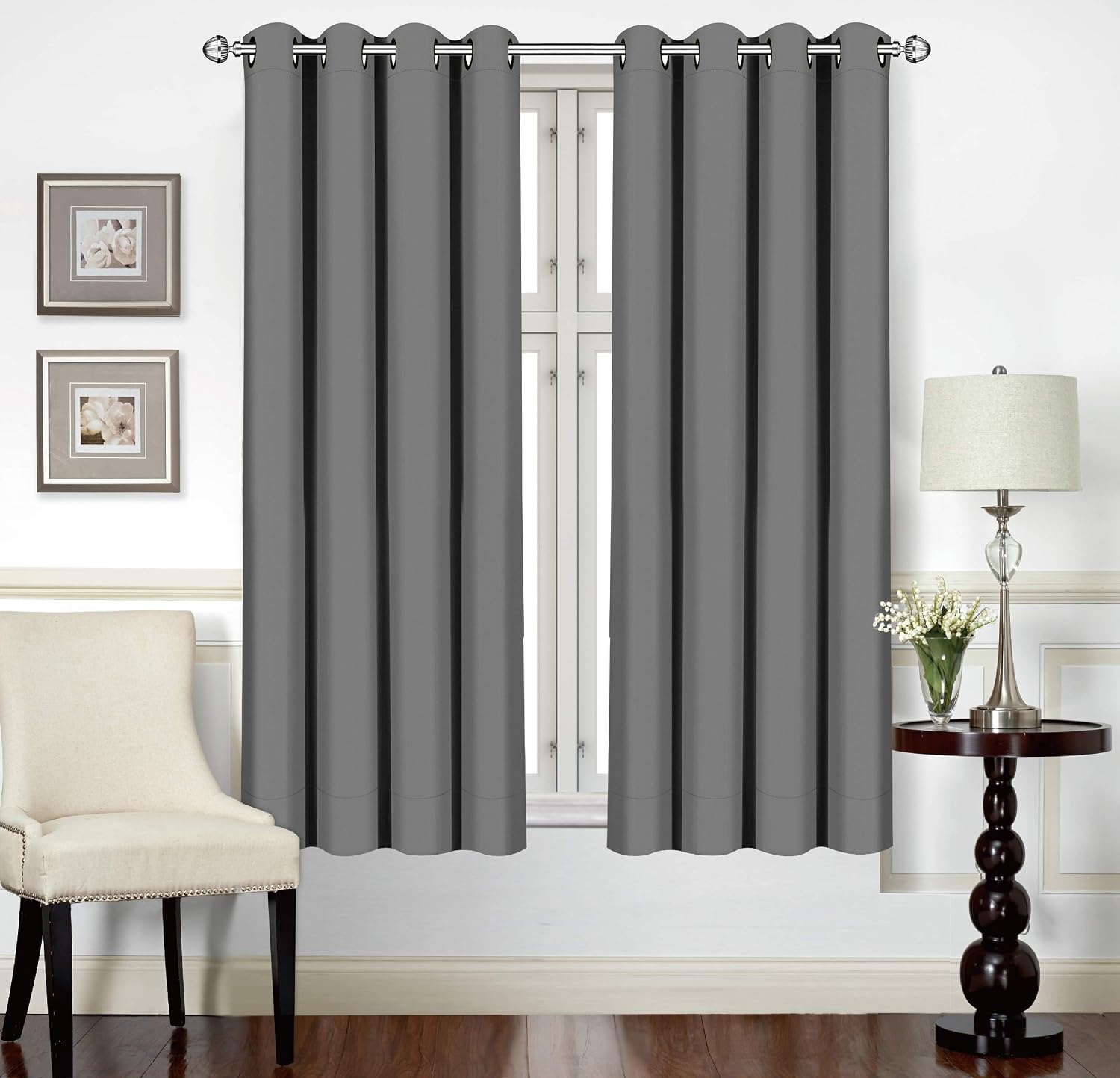 Utopia Bedding Blackout Curtains Grommet Thermal 2 Panels Drapes [Grey - Image 3