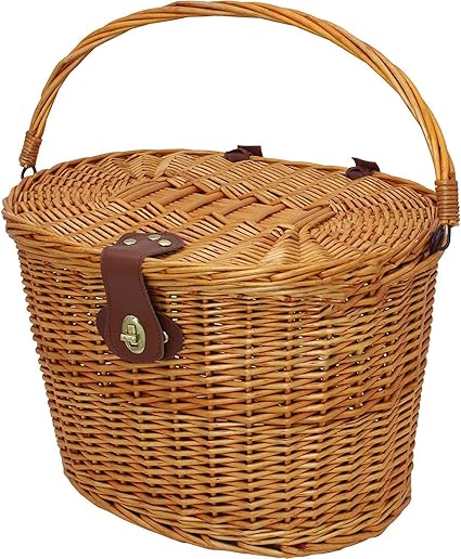 wicker bicycle basket leather straps