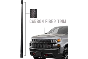 Votex - The Spartan - 13 3/4 Inch Short Flexible Rubber Antenna fits Chevrolet Silverado 1500, 2500, 3500 | GMC Sierra 1500,2500,3500 Accessories - Black Carbon Fiber Trim - Tuned Internal Copper Coil