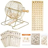 Extguds Wooden Bingo Game Set &ndash; Deluxe Bingo Kit with 7in Cage &amp; Wooden Handle,400 Wood Bingo Chips, 15 Solid Wood Bingo Cards &amp; Storage Bag, Master Board, 78 Bingo Balls for Large Groups, Parties