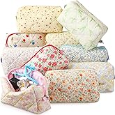 Paterr 10 Pcs Quilted Makeup Bag Bulk Cotton Floral Cosmetic Bag Women Girls Bridesmaid Gifts Cute Makeup Pouch Coquette Aesthetic Travel Toiletry Organizer(Classic Style,7.87 x 4.72 x 3.15 Inches)