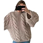 ZOCPEONY Women's Sweaters Oversized Knit Chunky Baggy Crew Neck Long Sleeve Y2K Pullover Knitted Sweater Tops