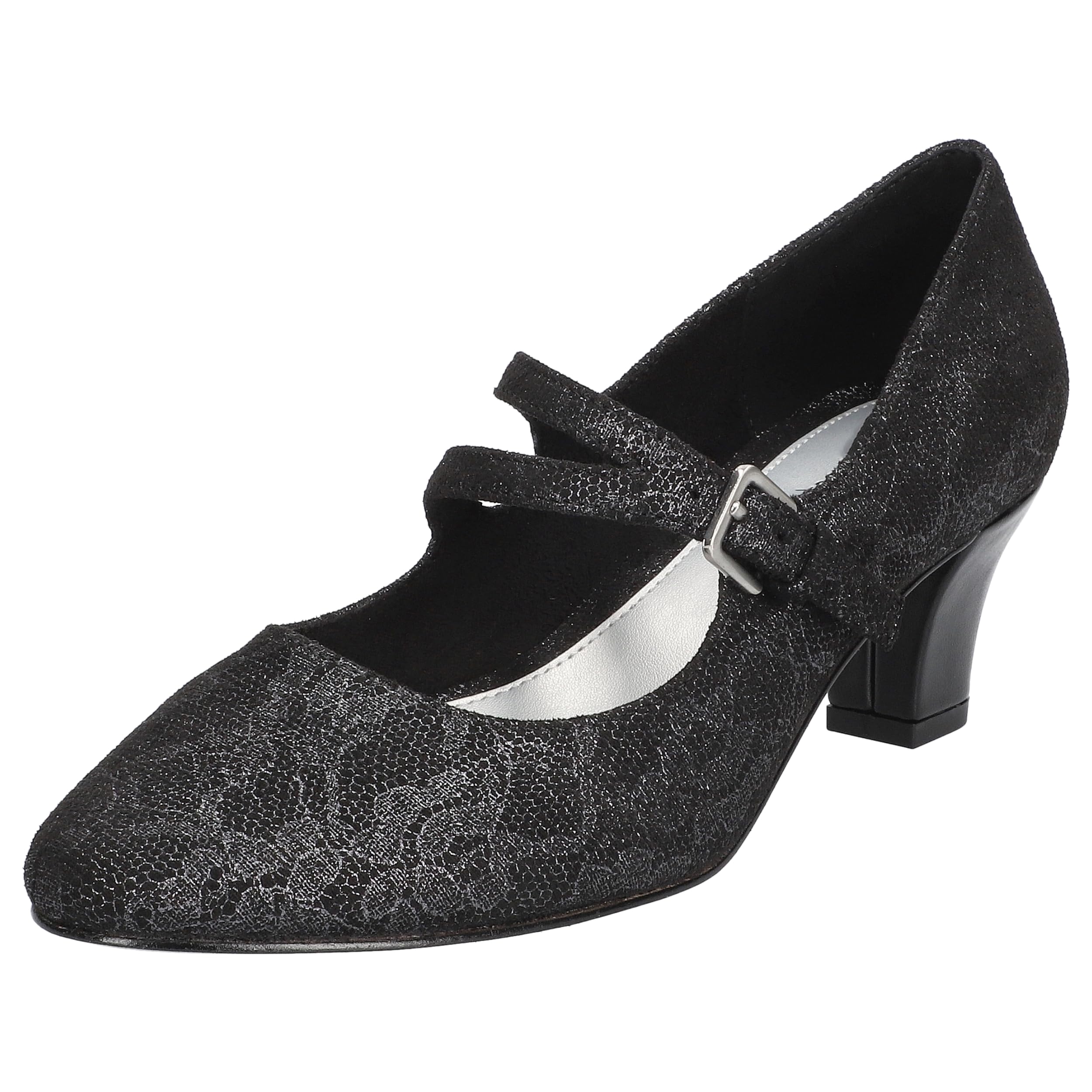 Easy Street Women’s Meryl Pump, Black Lace, 9.5 X-Wide