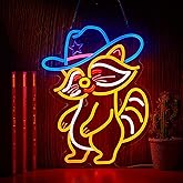 Cowboy Racoon Neon Sign Raccoon Neon Light Cowboy LED Sign USB Powered Dimmable Art Signs for Bar Pub Store Man Cave Kids Room 16.2 X 12.6 inch