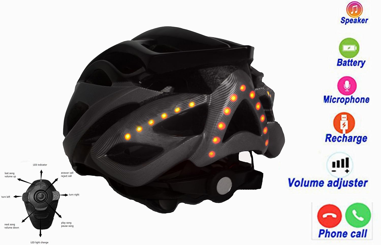 Casco De Bicicleta Adulto Inteligente Bluetooth Ciclismo Apoyo Casco De Seguridad Llamada Manos Libres Lector De Musica Bluetooth Luz Girar En Se Seguridad Color Negro Tamano Medium Amazon Es Instrumentos Musicales