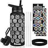 XccMe National Parks Water Bottle with Stickers,32 oz Stainless Steel Insulated Water Bottle with Straw,2 Lids,Leak Proof Metal Water Cup for Hiking,Travel,Sports,Camping,Wide Mouth Bottle