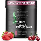 RAW Thuper Thavage Pre Workout Powder - High-Stim Preworkout with Creatine, Beta Alanine, L-Citrulline & Caffeine - Chris Bumstead Gym & Fitness Supplement for Men & Women - Cherry Berry